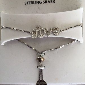NWT BRILLIANCE FAUX DIAMOND STERLING SILVER BOLO BRACELET NWT